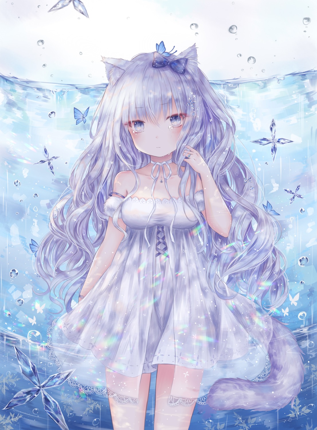 animal_ears dress nekomimi see_through tail yenshin