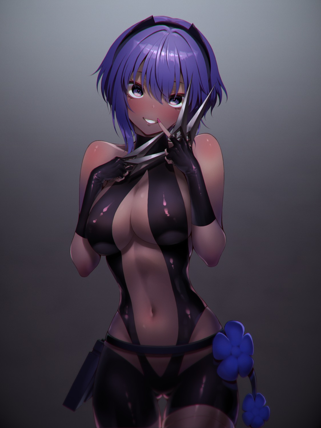 erect_nipples fate/grand_order hassan_of_serenity_(fate) mo3hig3 no_bra weapon