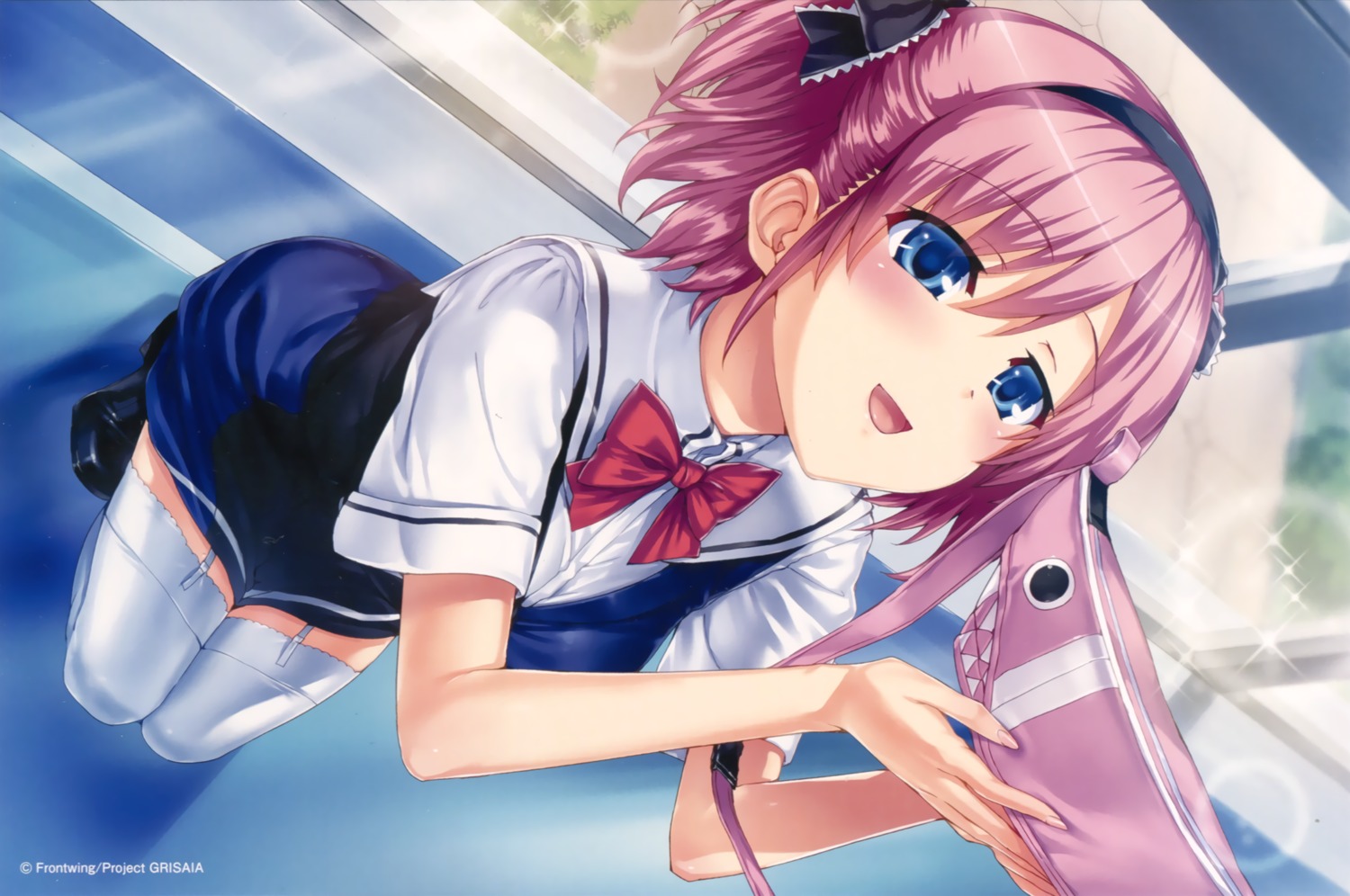 endcard grisaia grisaia_no_kajitsu hisasi komine_sachi seifuku stockings thighhighs