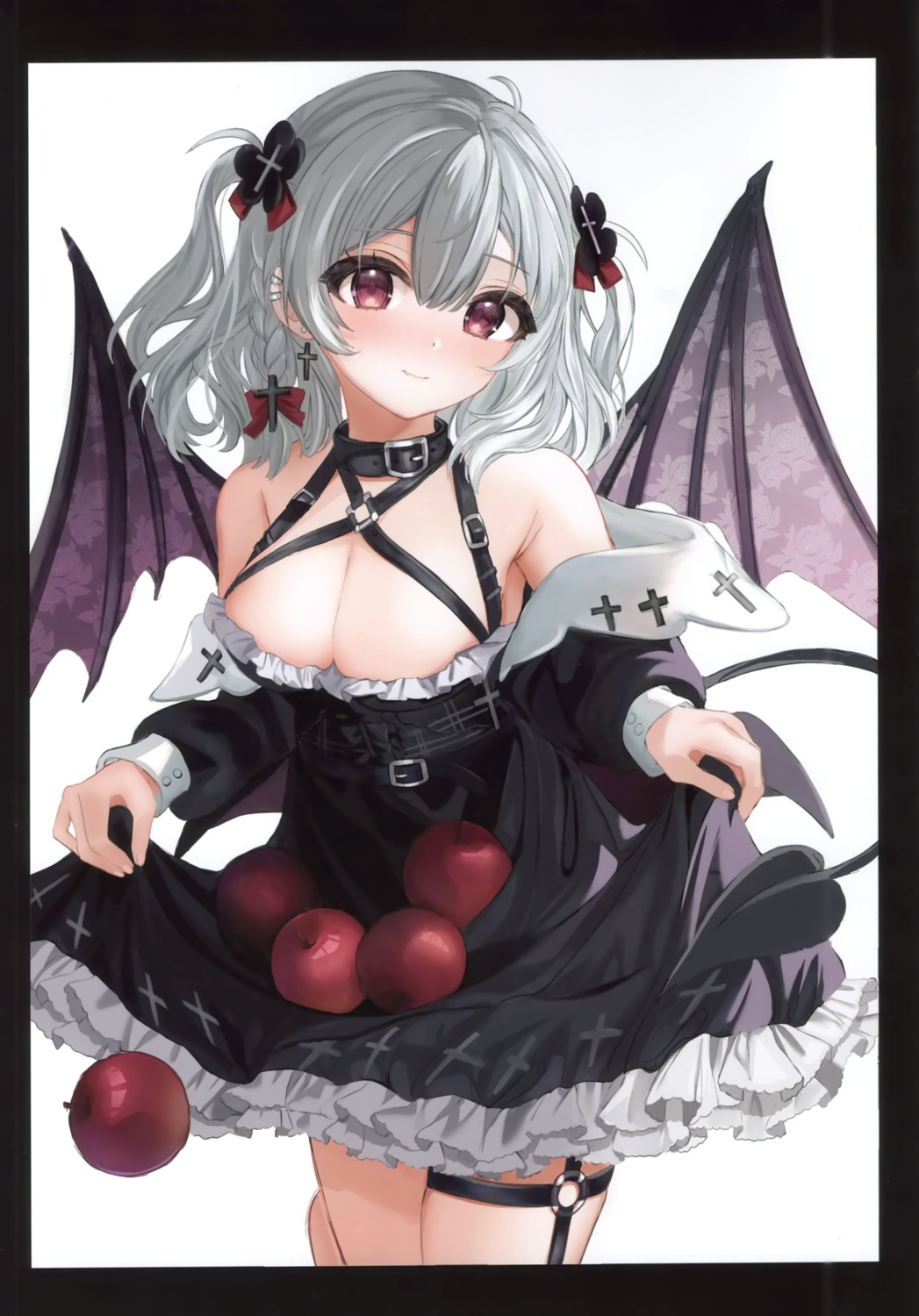 devil dress garter gothic_lolita haruhiruri lolita_fashion no_bra skirt_lift tail torikago_step wings