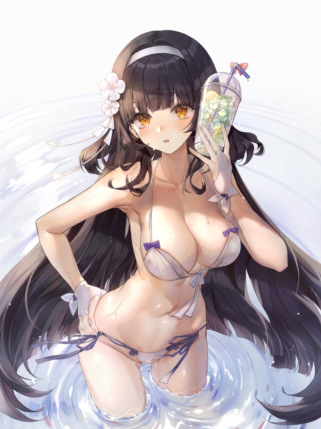 bikini girls_frontline minncn qbz-95_(girls_frontline) swimsuits wet