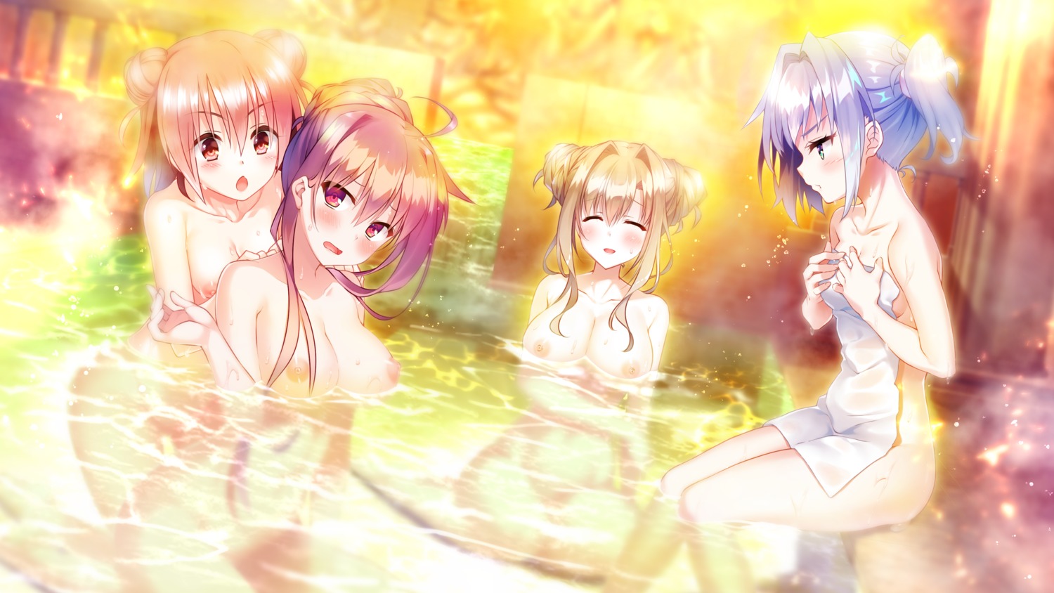 bathing breast_hold fluorite game_cg hayakawa_harui naked nipples onsen sakura_misaki_(artist) shouna_mitsuishi sorceress_*_alive!_~the_world's_end_fallen_star~ towel wet
