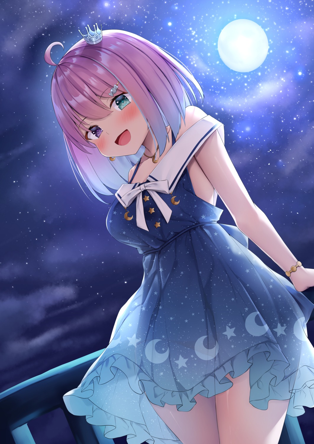 dress heterochromia himemori_luna hololive kusana_(dudqja602) see_through skirt_lift