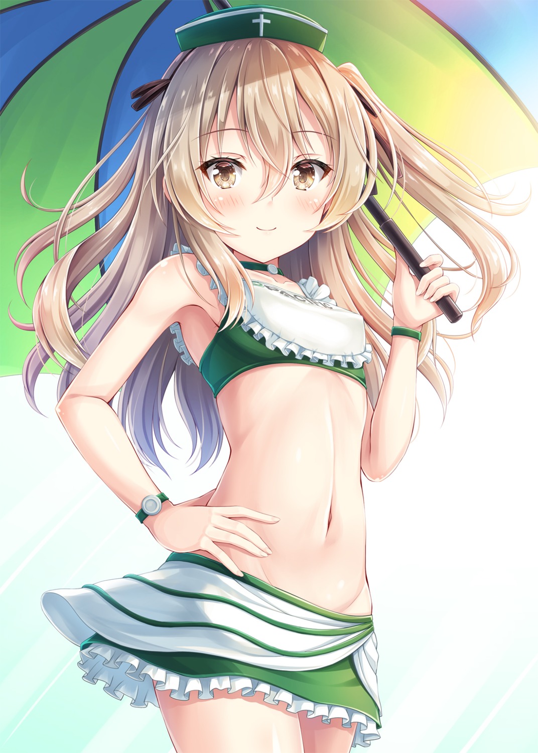 akashio bikini erect_nipples girls_und_panzer loli shimada_arisu swimsuits umbrella