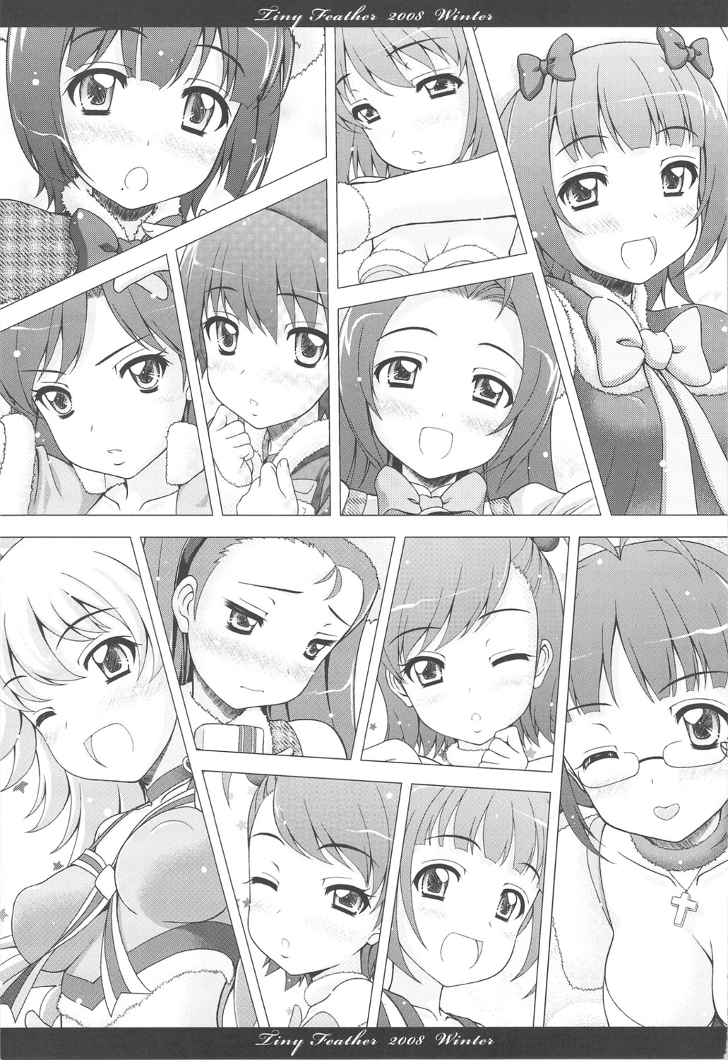 akizuki_ritsuko amami_haruka erect_nipples futami_ami futami_mami hagiwara_yukiho hoshii_miki kikuchi_makoto kisaragi_chihaya minase_iori miura_azusa monochrome otonashi_kotori sin-go takatsuki_yayoi the_idolm@ster tiny_feather