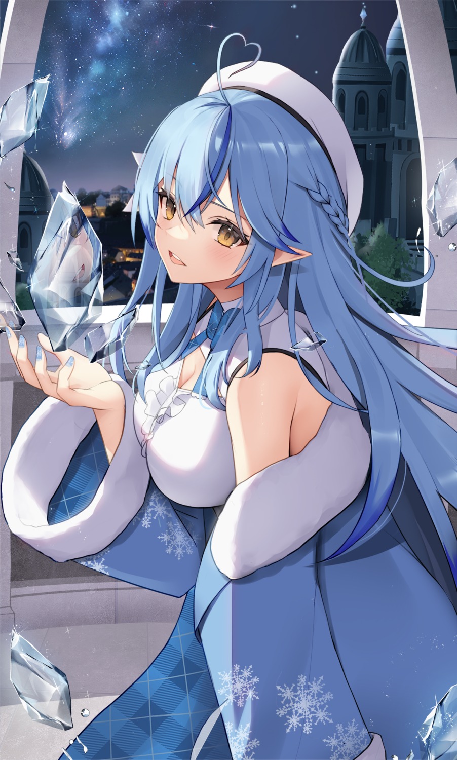 cleavage elf hololive pointy_ears thomas_8000 yukihana_lamy