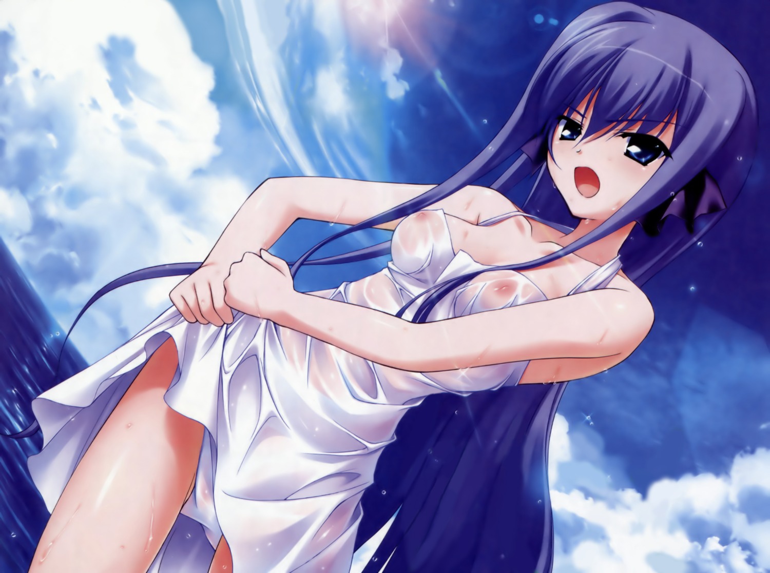 dress fumio hoshiuta nipples see_through wet_clothes yamabuki_renge