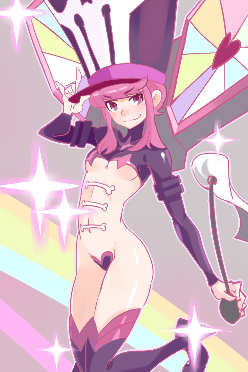 bottomless jakuzure_nonon kill_la_kill maebari supandaman thighhighs underboob