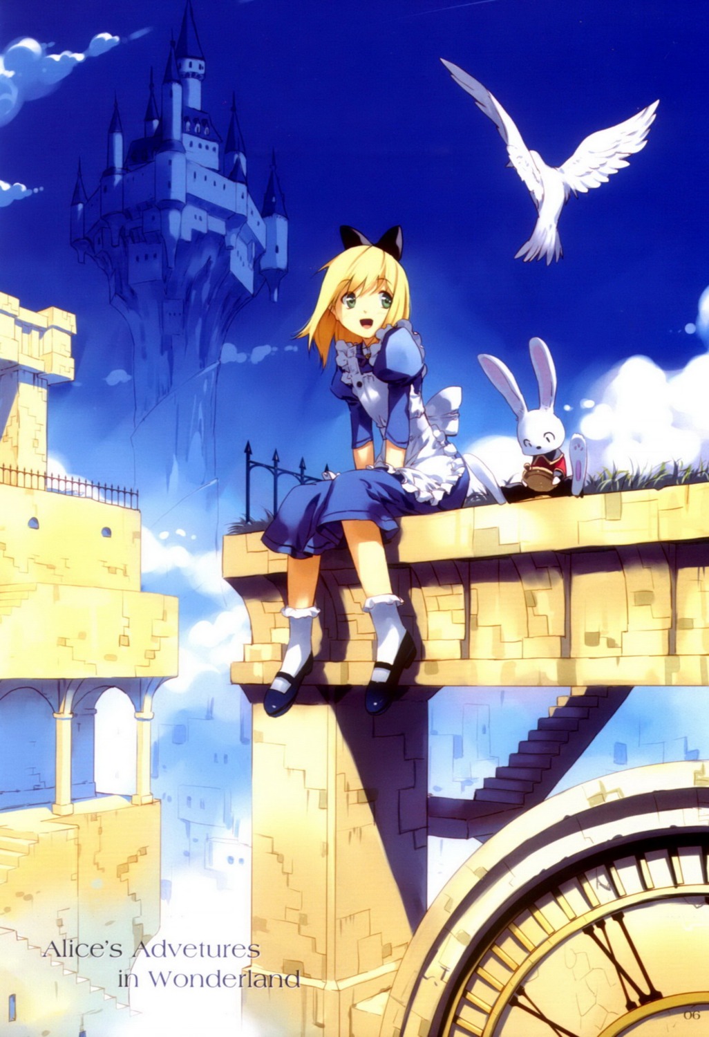 alice alice_in_wonderland fancy_fantasia landscape ueda_ryou white_rabbit