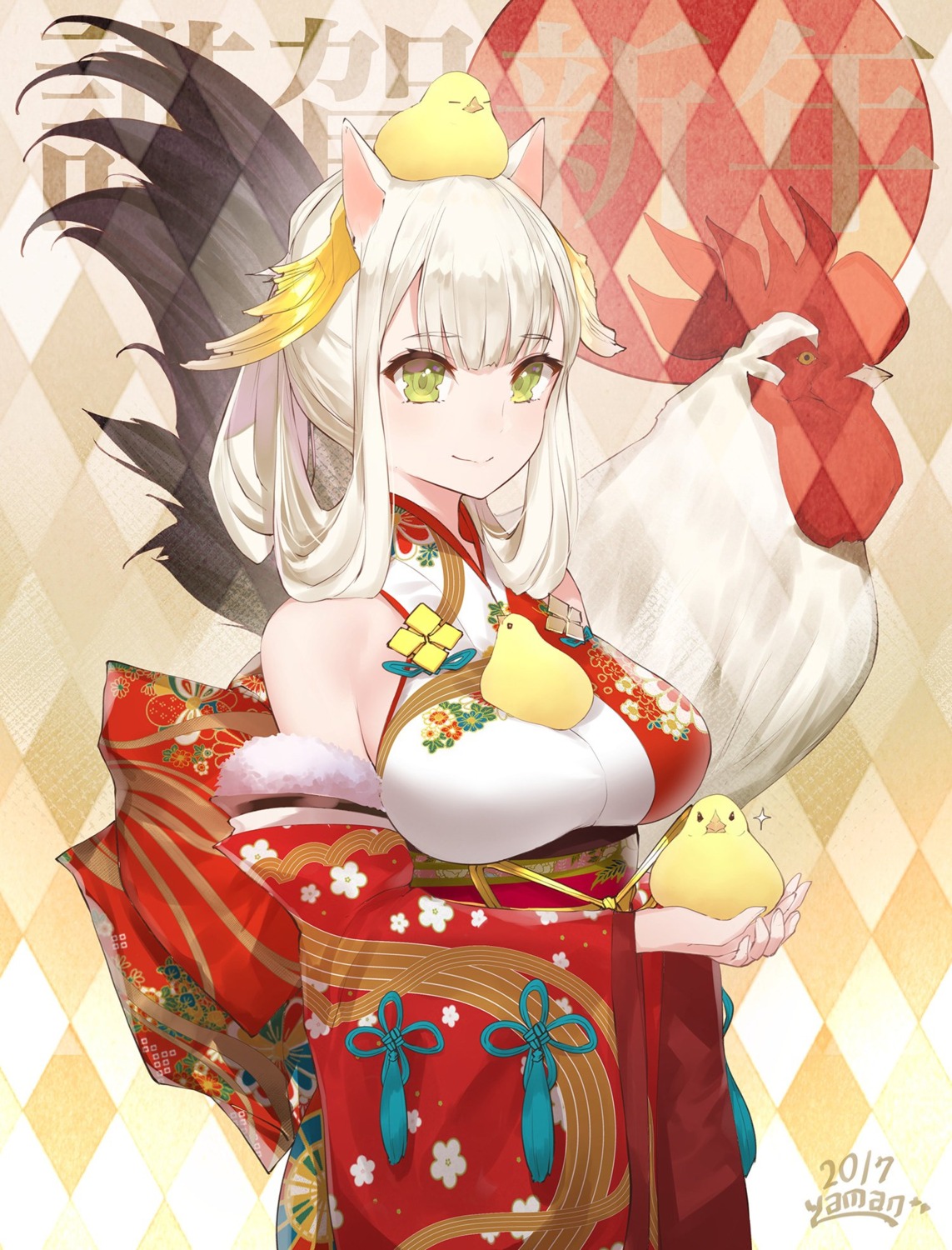 animal_ears japanese_clothes jpeg_artifacts yaman