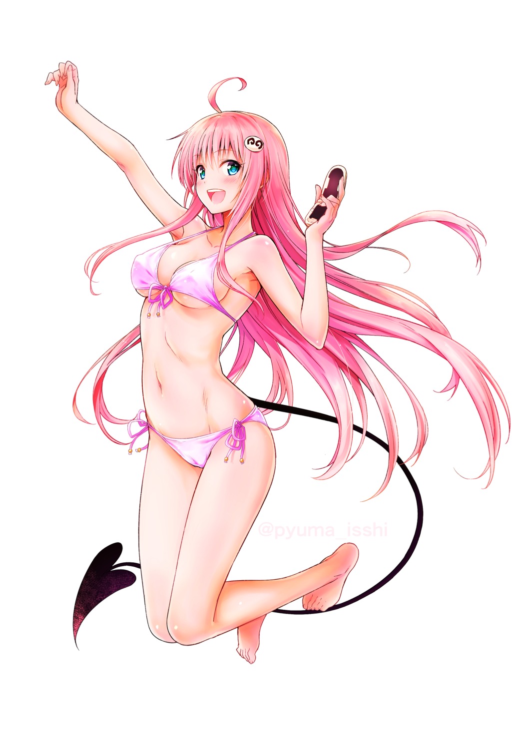 bikini cameltoe cleavage erect_nipples lala_satalin_deviluke puma_(hyuma1219) swimsuits tail to_love_ru underboob