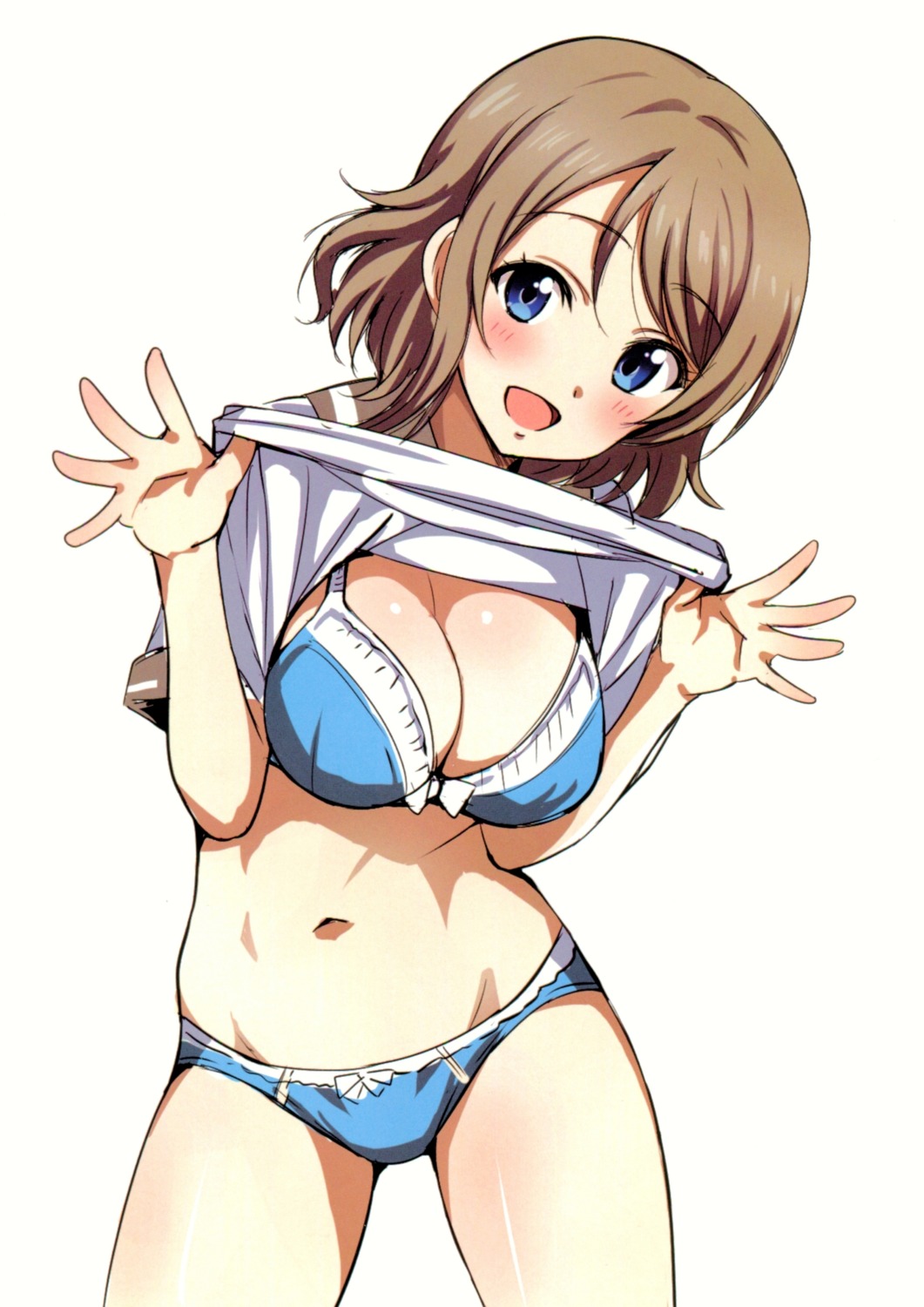 bra cleavage love_live!_sunshine!! pantsu sankuro seifuku shirt_lift undressing watanabe_you