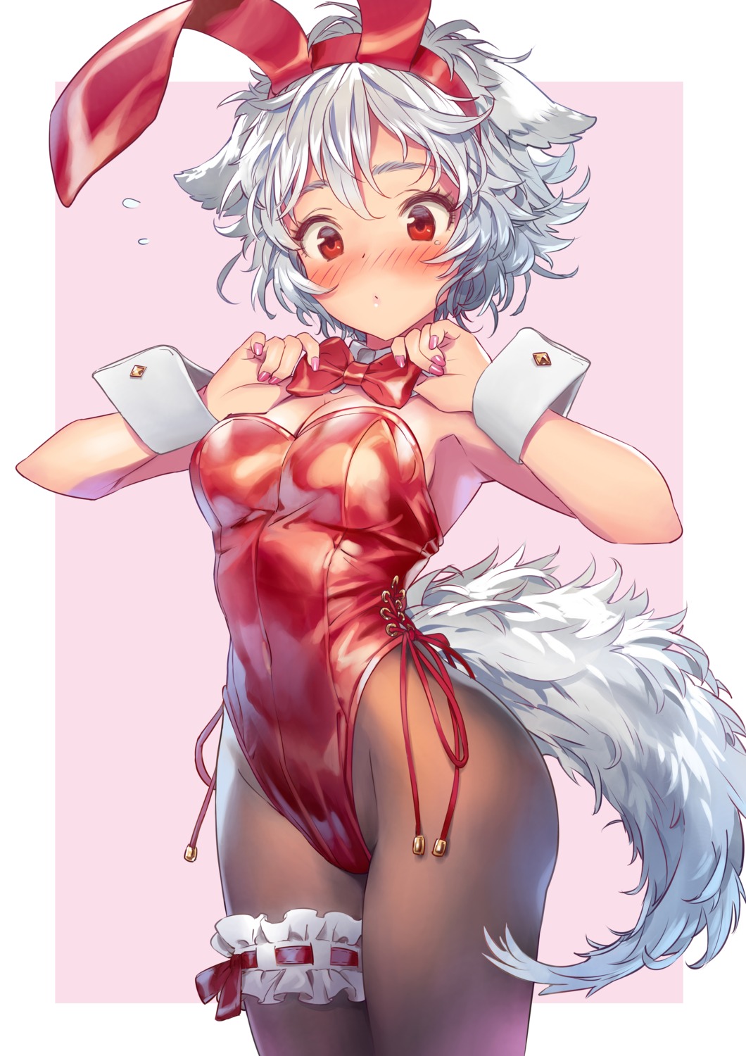 animal_ears bunny_ears bunny_girl cleavage garter inubashiri_momiji matsuda_(matsukichi) pantyhose tail touhou