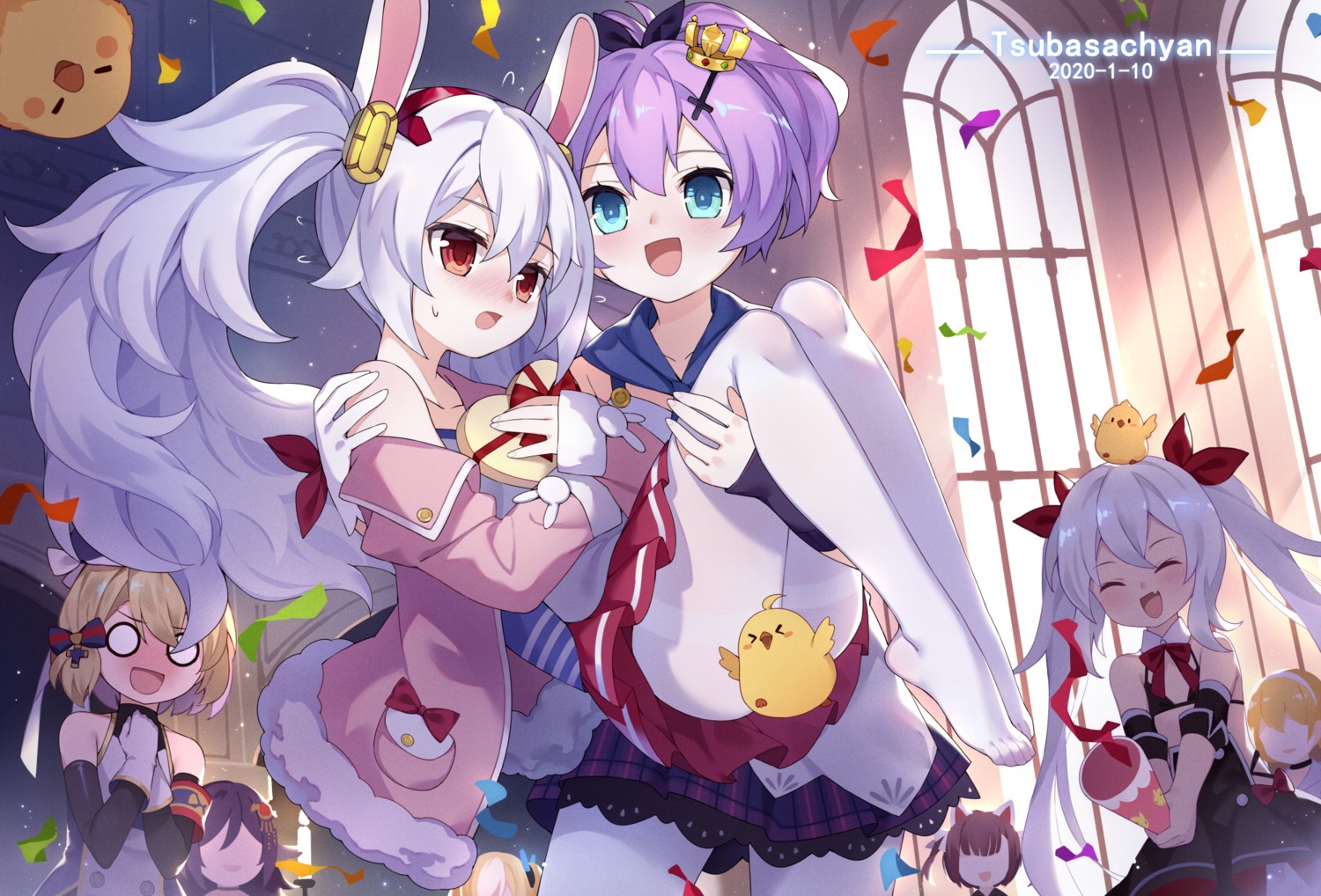 animal_ears azur_lane bunny_ears houshou_(azur_lane) javelin_(azur_lane) kalk_(azur_lane) laffey_(azur_lane) manjuu_(azur_lane) north_carolina_(azur_lane) pantyhose seifuku shiratsuyu_(azur_lane) skirt_lift tsubasa_tsubasa vampire_(azur_lane) yuri z23_(azur_lane)