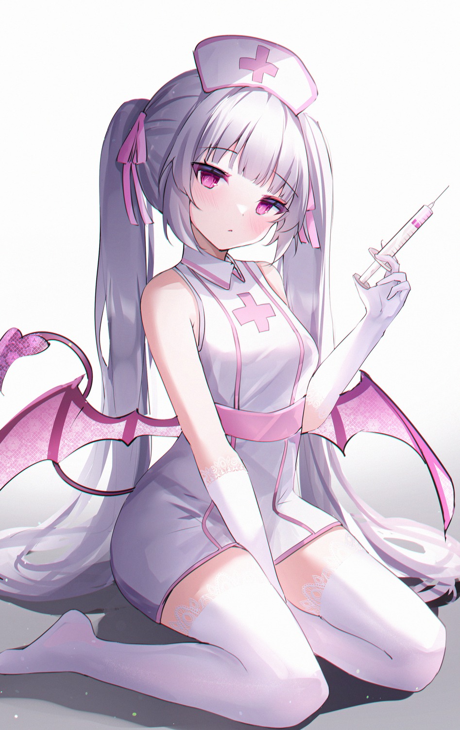 nurse tail thighhighs usagi_(786113654) wings