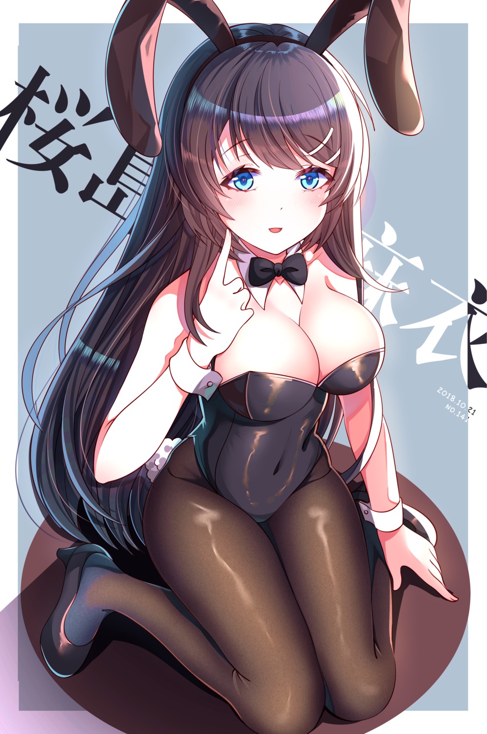 animal_ears bunny_ears bunny_girl cleavage heels jiaxi_daze pantyhose sakurajima_mai seishun_buta_yarou tail