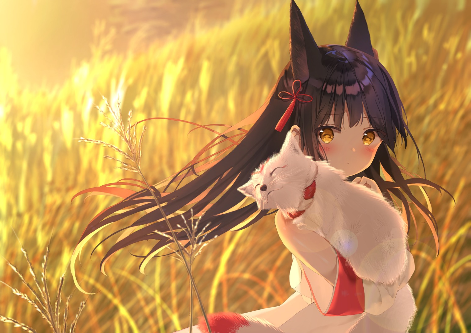 animal_ears azur_lane daitai_sotogawa_(futomomo) japanese_clothes nagato_(azur_lane)