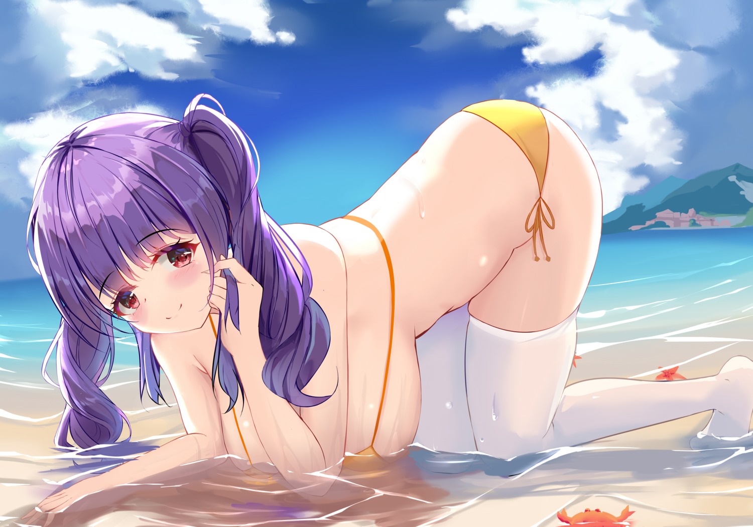 azur_lane bikini dongyue_sakura pola_(azur_lane) swimsuits thighhighs wet