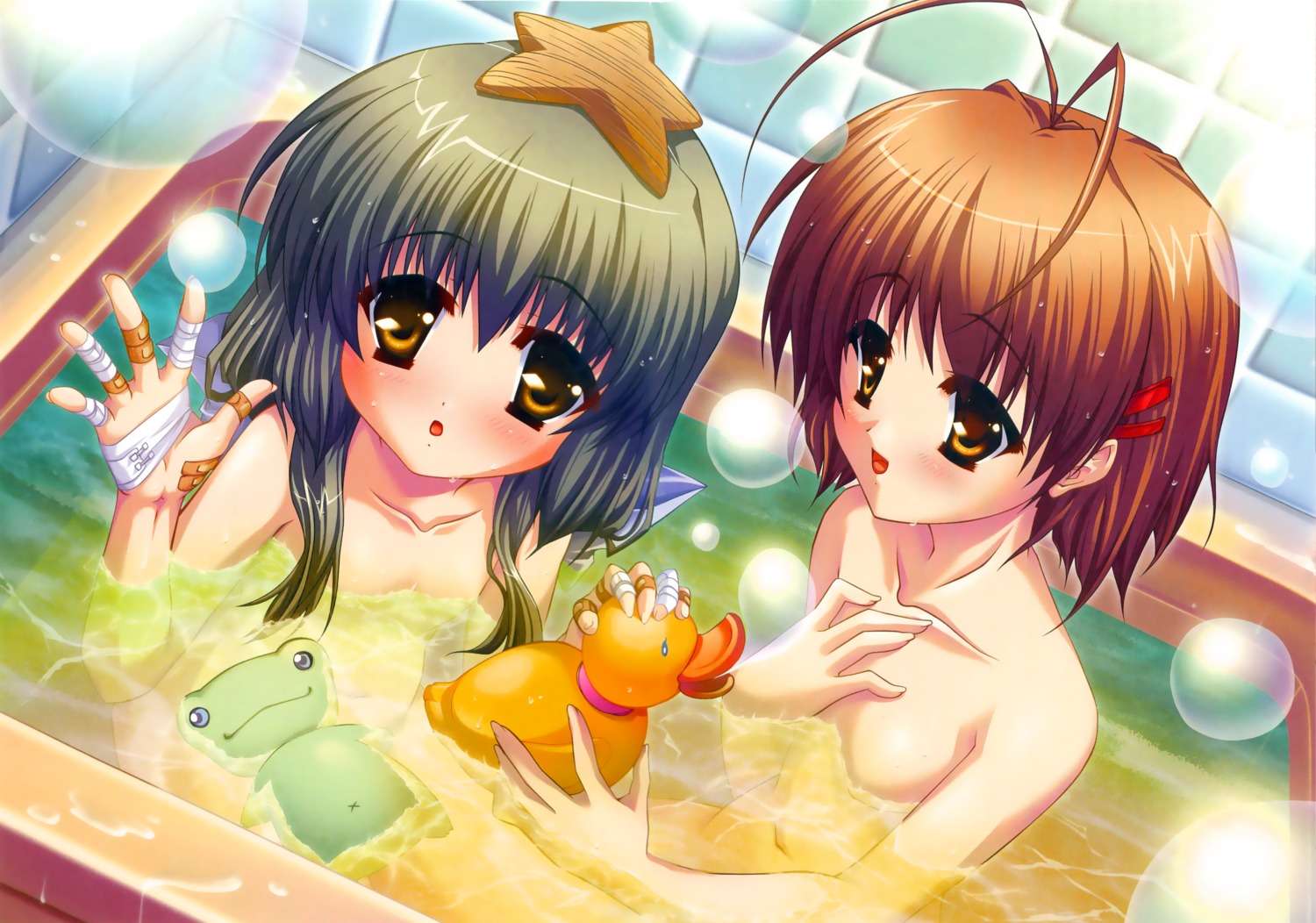 bathing clannad color_issue furukawa_nagisa ibuki_fuuko katagiri_hinata naked wet