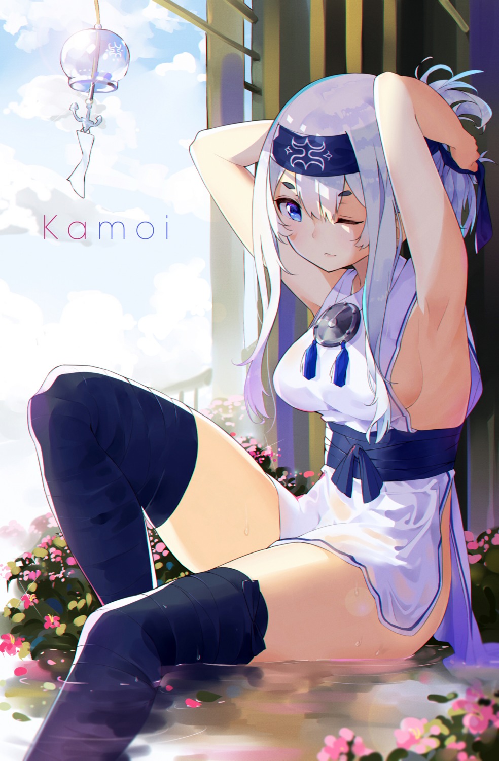 kamoi_(kancolle) kantai_collection no_bra thighhighs wet wet_clothes yamano_(yamanoh)