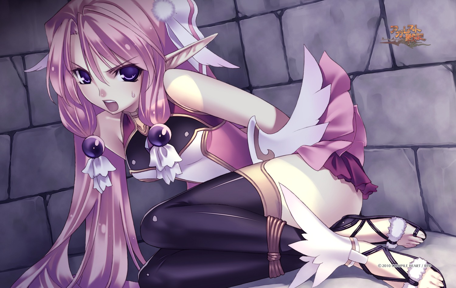 agarest_senki bondage elf ellis_(agarest_senki) feet hirano_katsuyuki pointy_ears thighhighs wallpaper