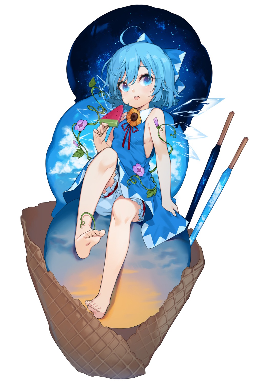 bloomers cirno feet no_bra takotsu touhou wings