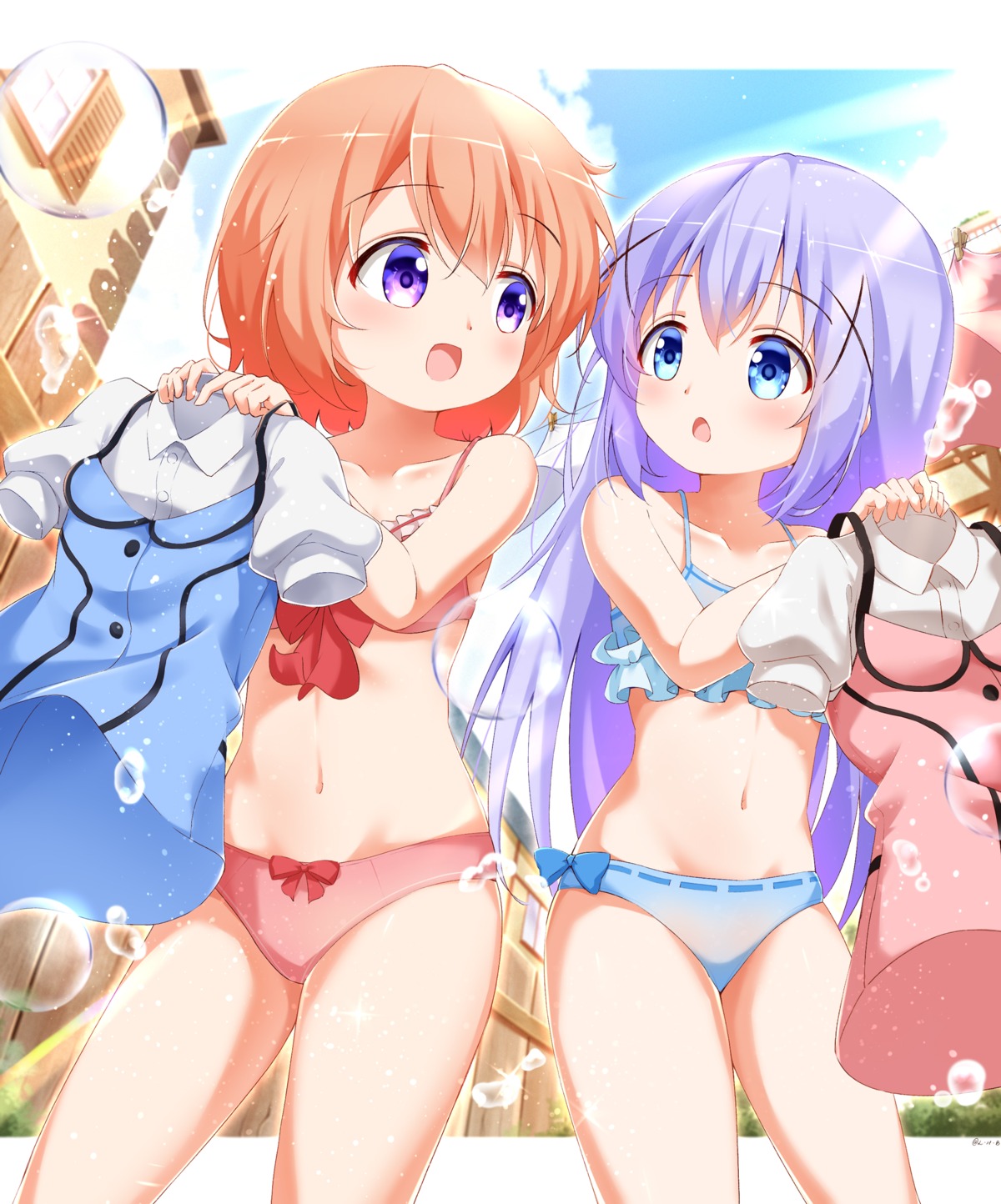 bikini gochuumon_wa_usagi_desu_ka? hoto_cocoa kafuu_chino loli painter-lhb swimsuits