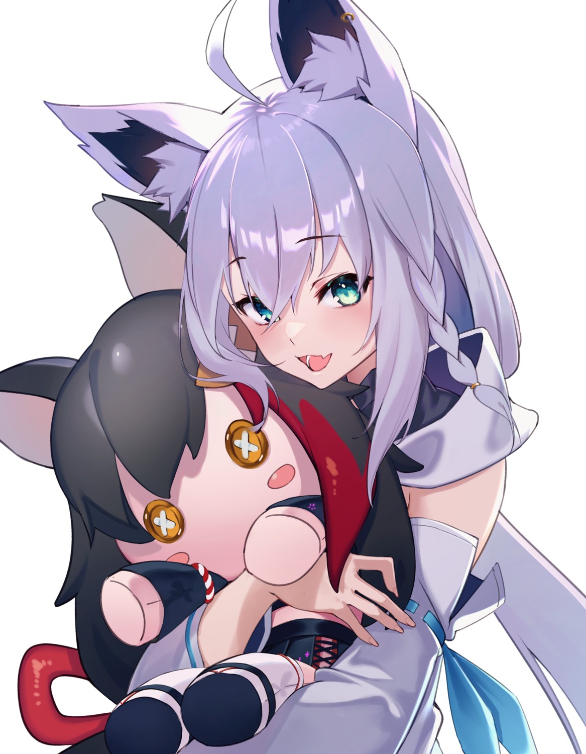 animal_ears chibi gallant99770 hololive hololive_gamers kitsune ookami_mio shirakami_fubuki