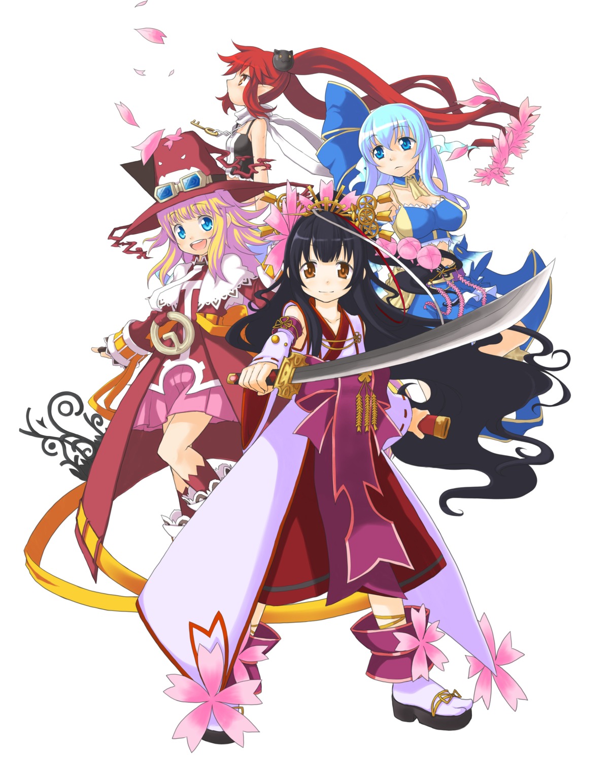 aqua_seep_seal kanatarou. miko pril_patowle sakurako_kujo sword trouble_witches_neo! yuuki_longate