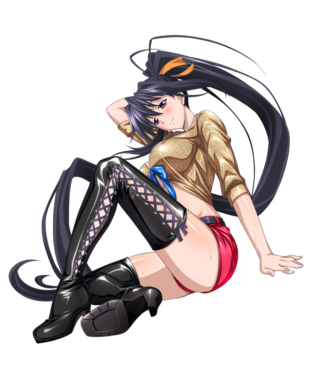 heels highschool_dxd himejima_akeno tagme thighhighs underboob wet