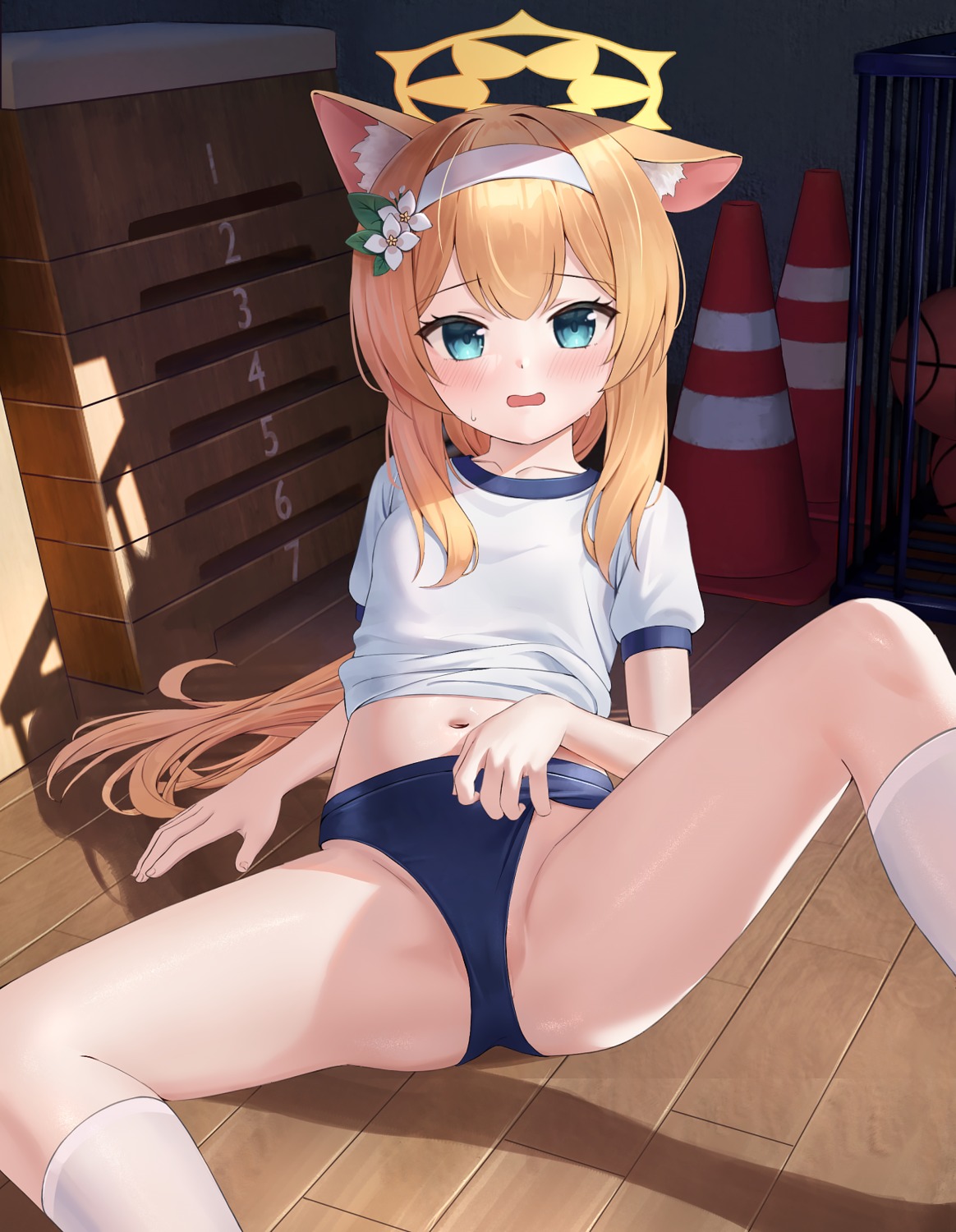 animal_ears artist_revision blue_archive buruma cameltoe gym_uniform halo iochi_mari loli nay nekomimi