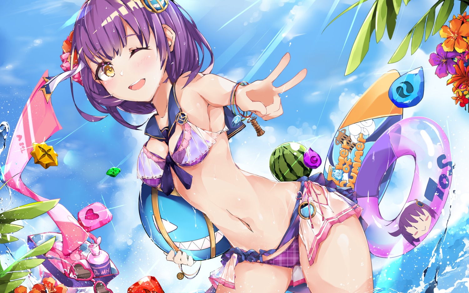 bikini cleavage polymer77721 see_through swimsuits tower_of_saviors wet