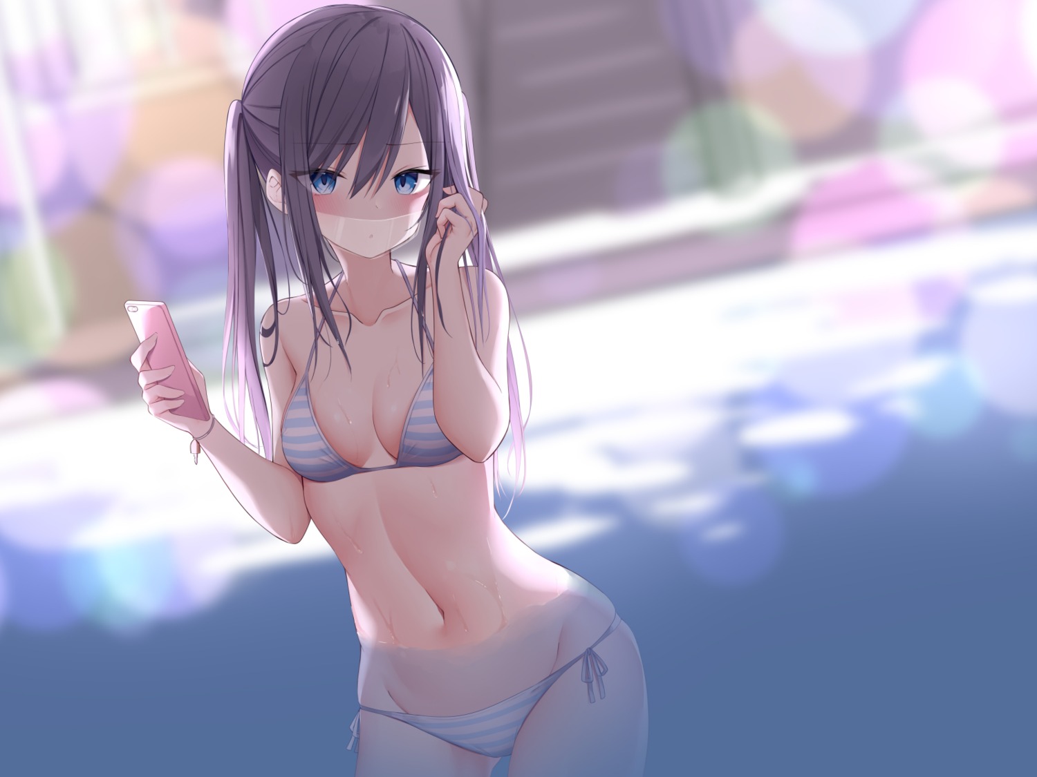 bikini kamu_(geeenius) swimsuits wallpaper wet