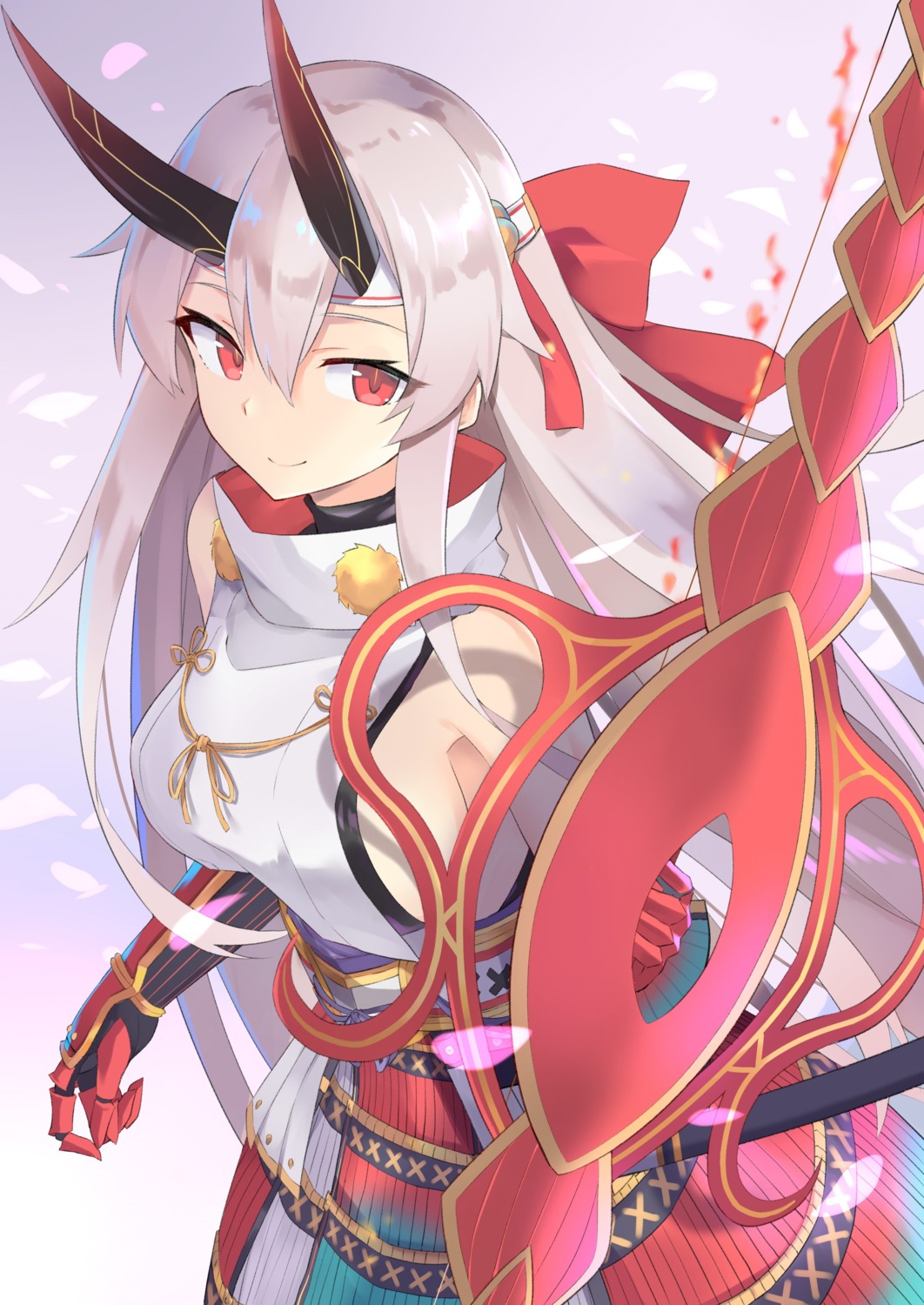 100percent armor fate/grand_order horns japanese_clothes tomoe_gozen_(fate/grand_order) weapon