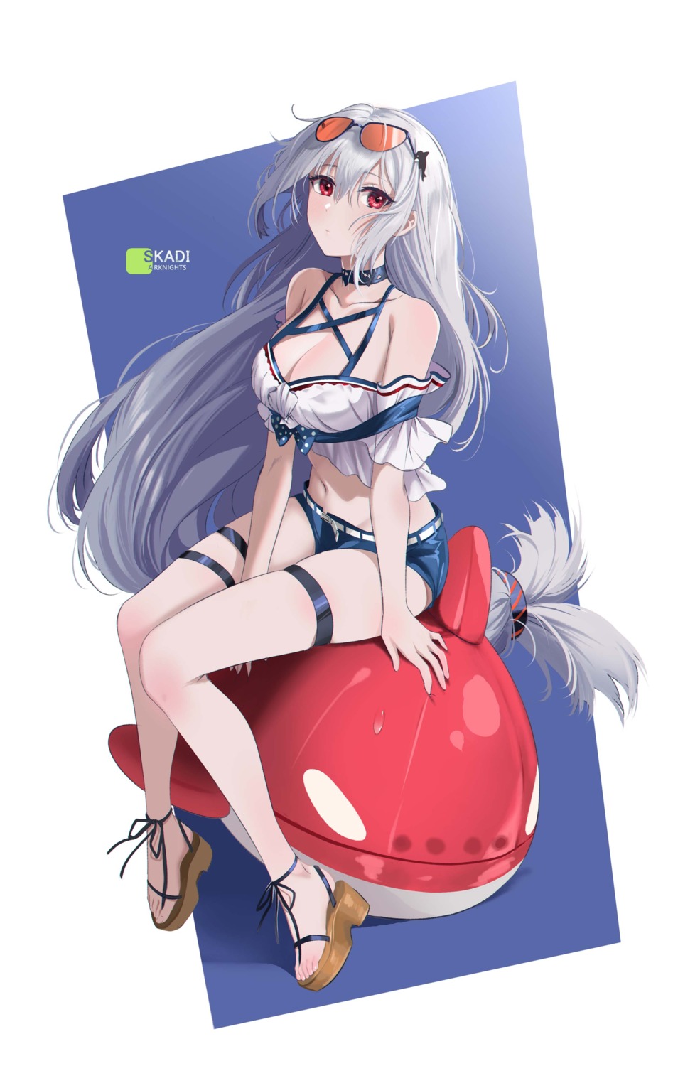 arknights cleavage garter gou_d megane skadi_(arknights)