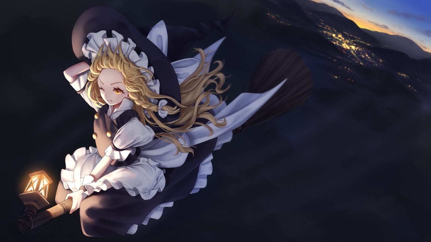 kirisame_marisa torinari_(dtvisu) touhou wallpaper witch