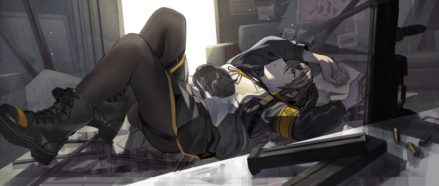 fujita_(condor) girls_frontline gun pantyhose skirt_lift ump45_(girls_frontline)