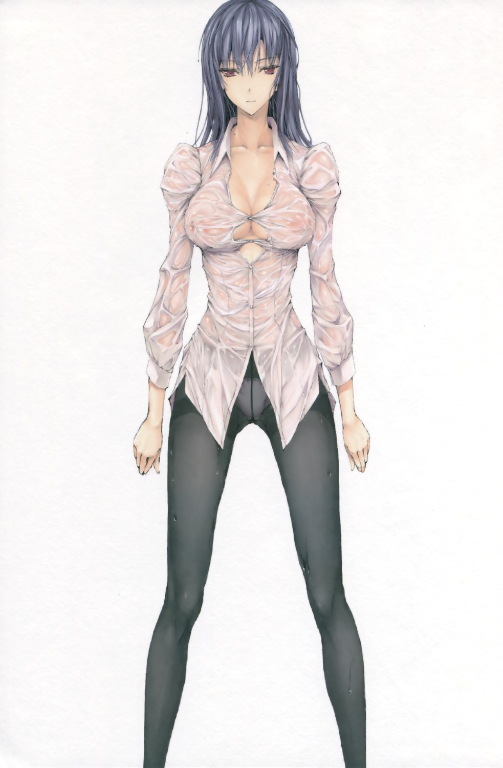 cleavage erect_nipples kizuki_aruchu no_bra pantsu pantyhose see_through udon-ya wet_clothes