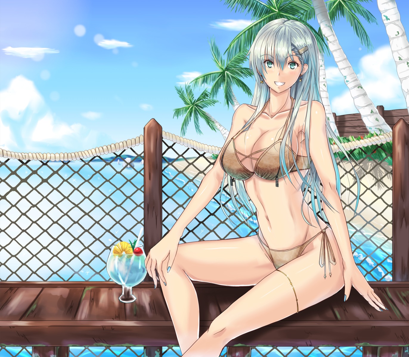 bikini cleavage kantai_collection luna_(gunfire) suzuya_(kancolle) swimsuits