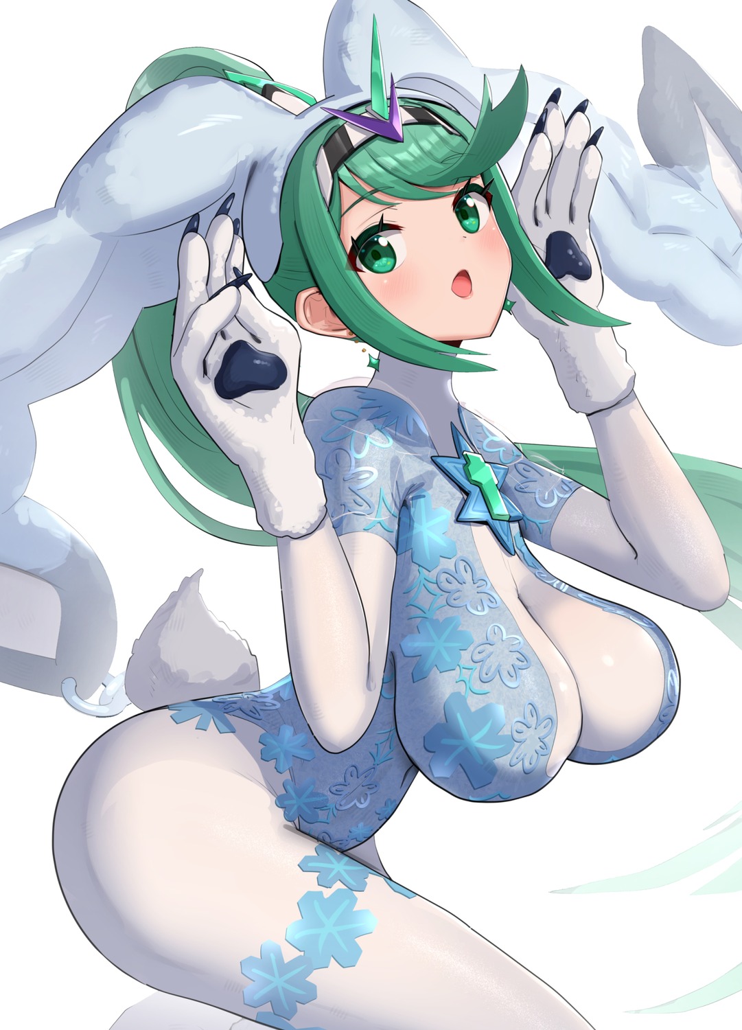 animal_ears bodysuit bunny_ears bunny_girl cosplay garter gonzarez pneuma_(xenoblade_2) tail tsuki_(xenoblade_2) xenoblade xenoblade_chronicles_2