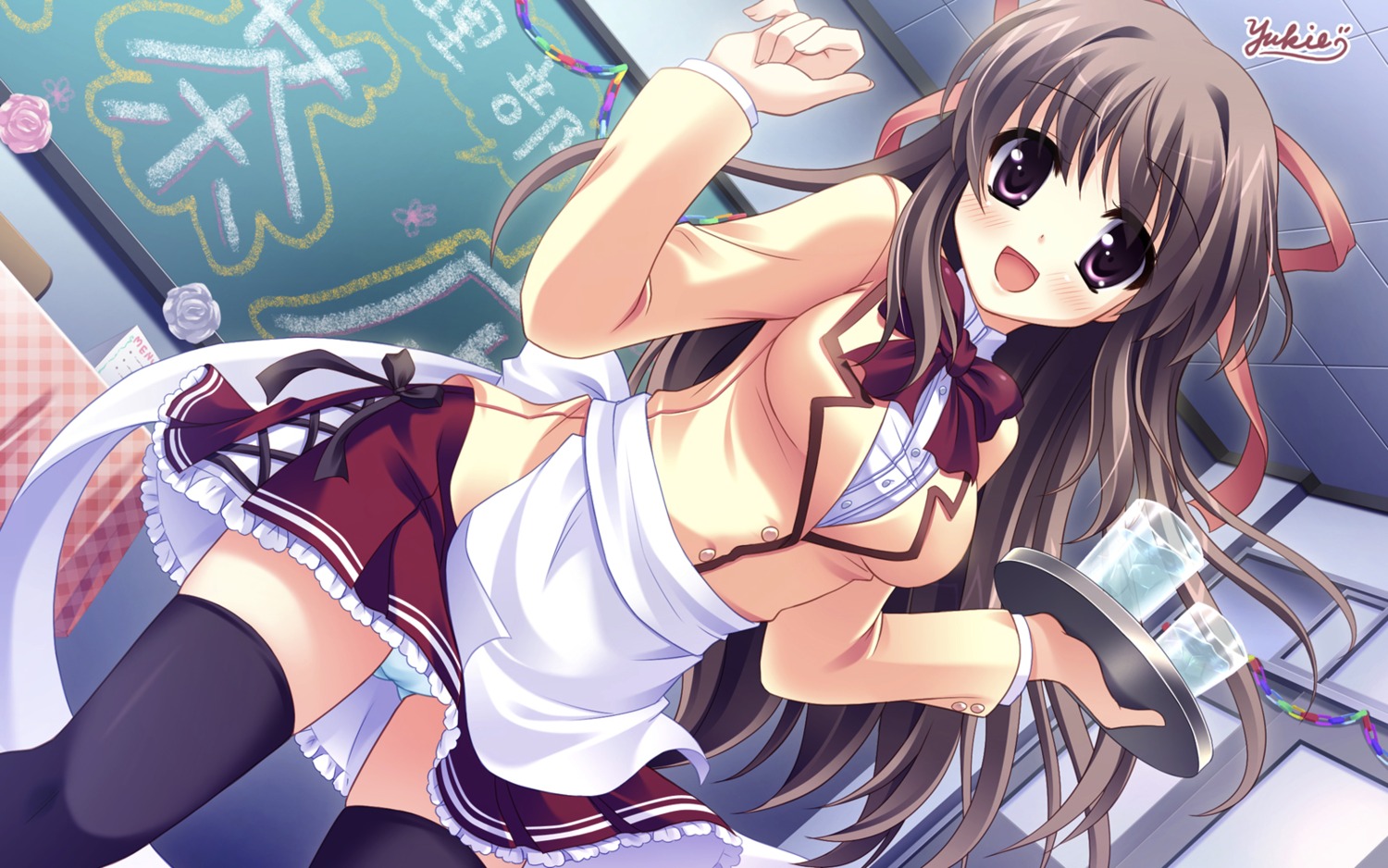 pantsu seifuku thighhighs wallpaper yukie