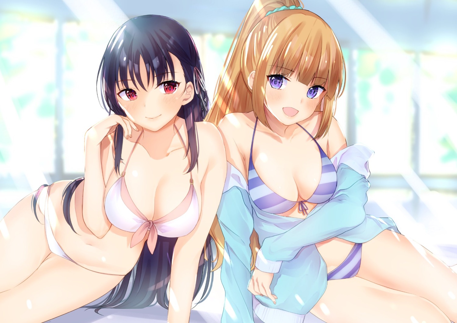 bikini cleavage horikita_suzune karuizawa_kei open_shirt swimsuits youkoso_jitsuryoku_shijou_shugi_no_kyoushitsu_e yu_yu