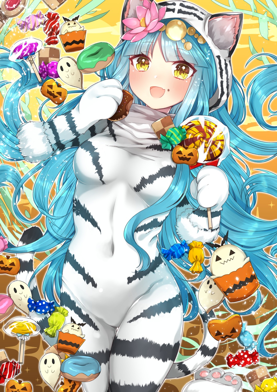 akirannu animal_ears bodysuit halloween parvati_(p&d) puzzle_&_dragons tail