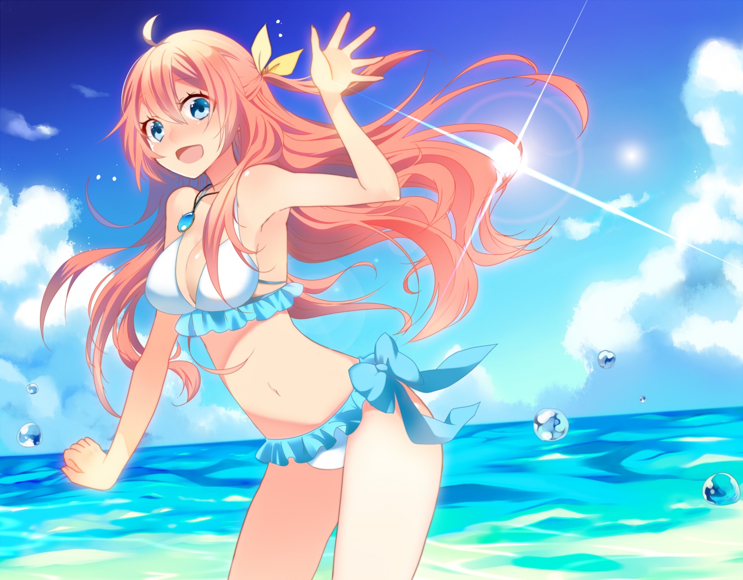 bikini cleavage landscape megurine_luka swimsuits temari_(artist) vocaloid