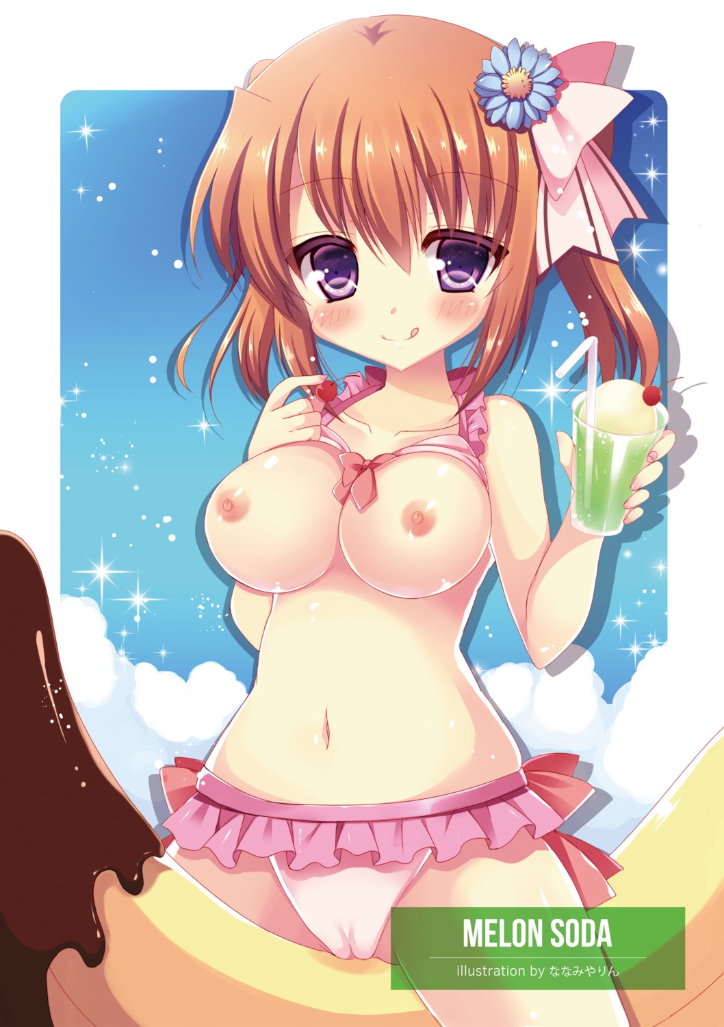 apupop bikini breasts cameltoe nanamiya_rin nipples shirt_lift swimsuits