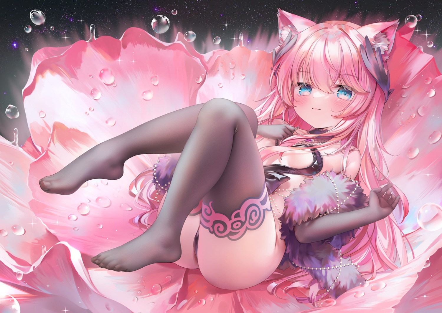 animal_ears chen_bin feet indie_virtual_youtuber leotard loli nekomimi no_bra sakurada_hane thighhighs wings