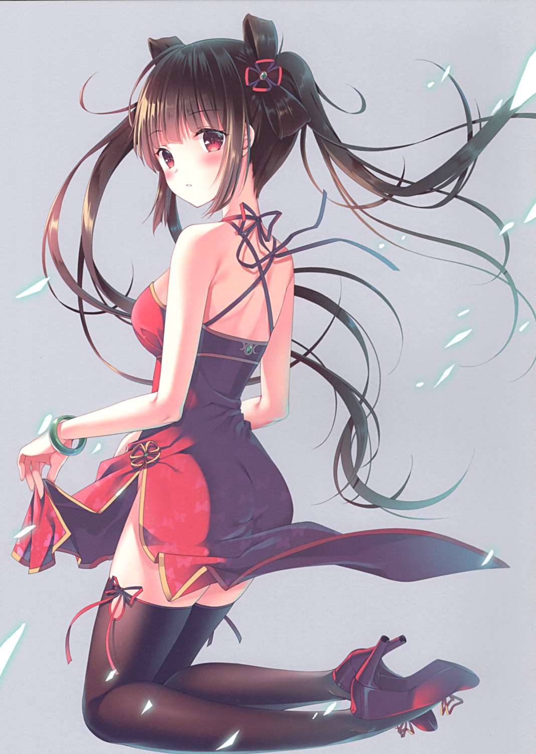 ass chinadress heels skirt_lift thighhighs twinbox twinbox_(circle)