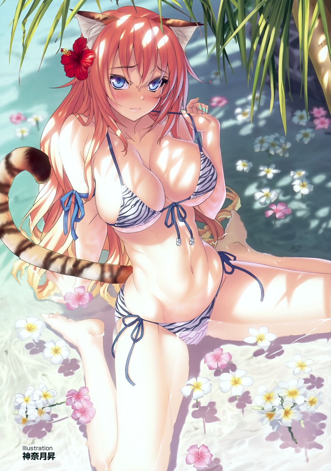 animal_ears bikini cleavage kannatsuki_noboru swimsuits tail toranoana underboob wet