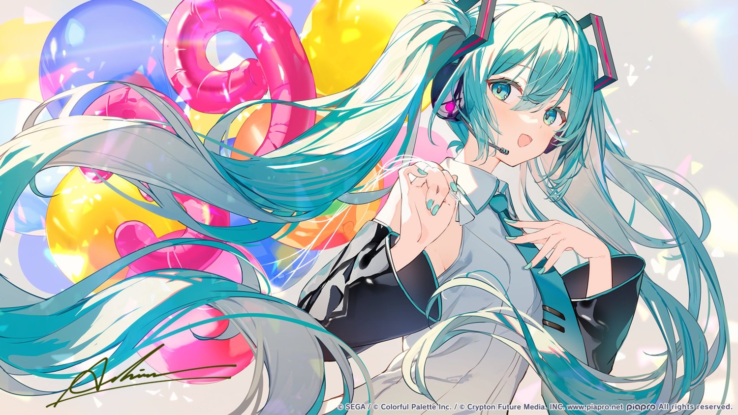 ashima hatsune_miku headphones sega vocaloid wallpaper