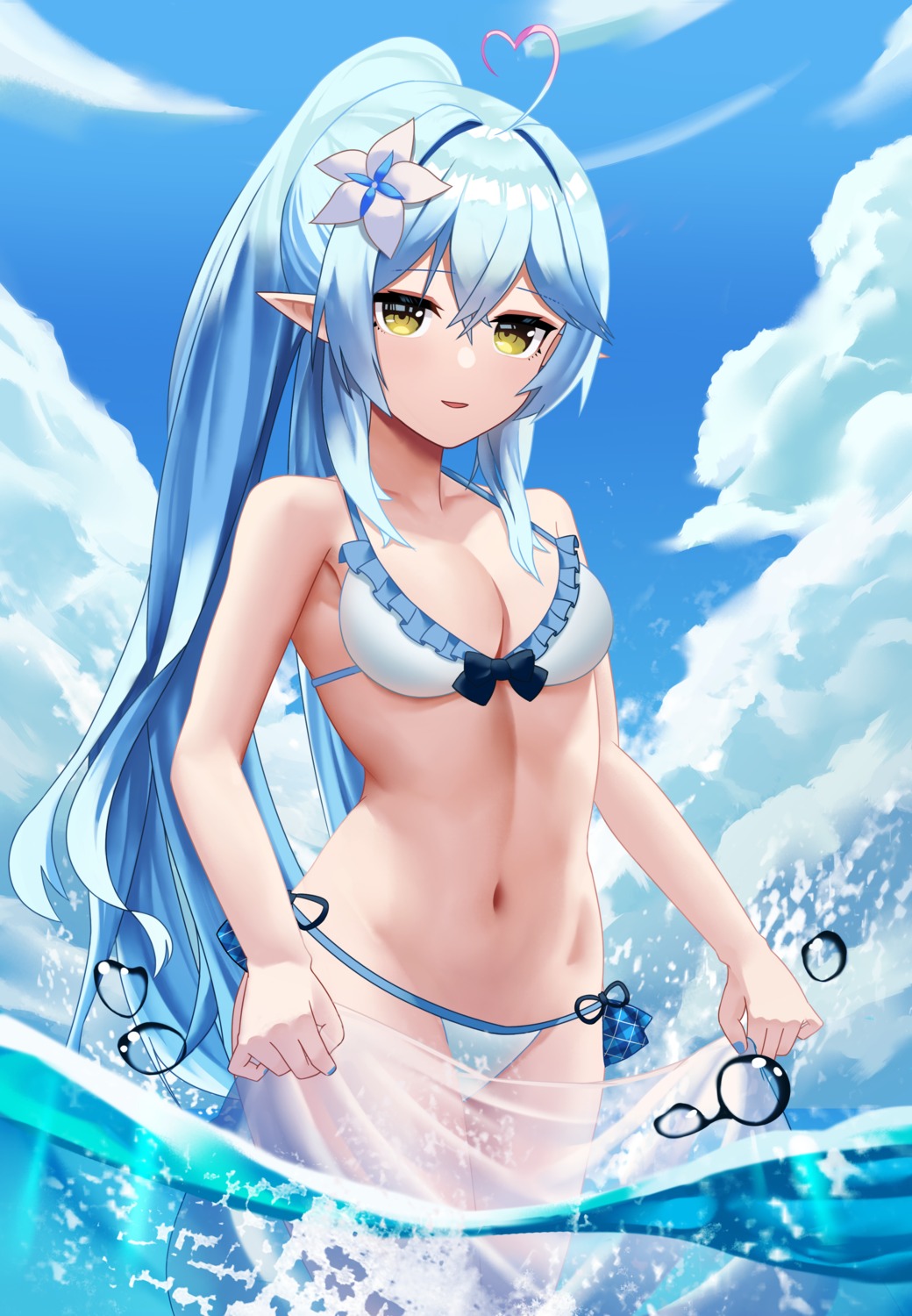 bikini elf hololive maio05321 pointy_ears swimsuits wet yukihana_lamy